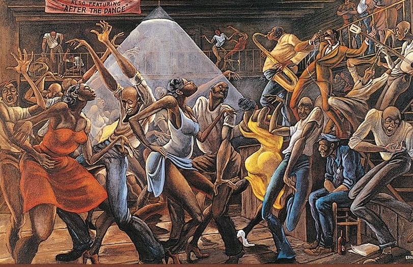 The iconic Ernie Barnes painting 'The Sugar Shack' now on